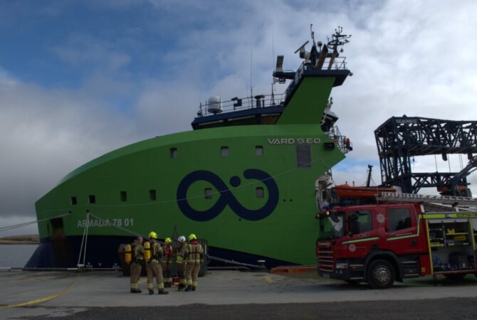 Emergency services called to small fire on offshore support vessel in Lerwick